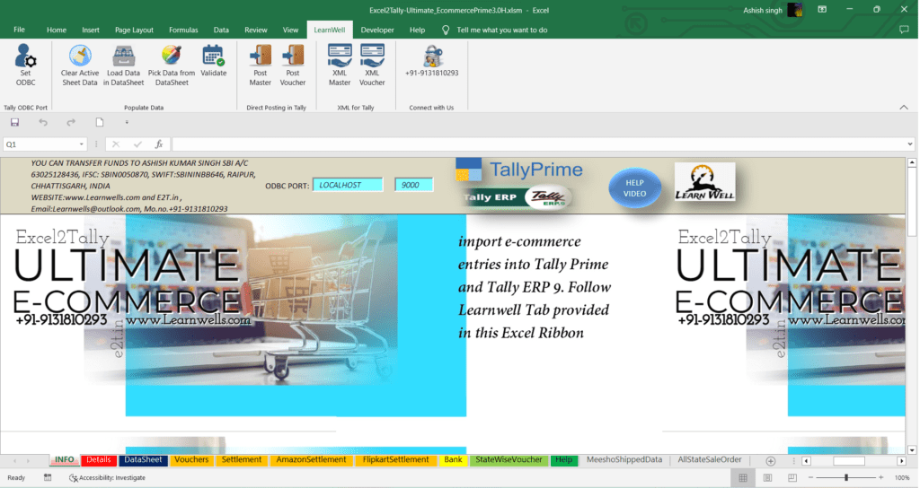 Excel to Tally Prime 3.0 Ecommerce Data Import