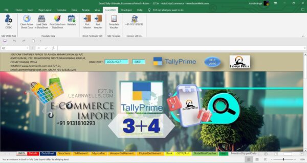 Amazing Excel to Tally Prime 3.0 and 4.0 Ecommerce Import (Best in Class)